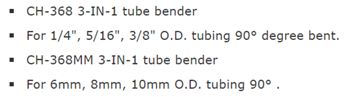 Tube Bender 4 in 1 CH-369 180 degrees