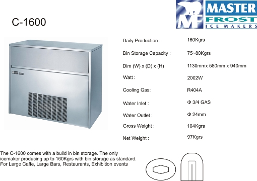 ICE CUBE MACHINE 160Kgr C.1600 / M.1600