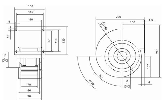 Forward Centrifugal fan YWFF160			