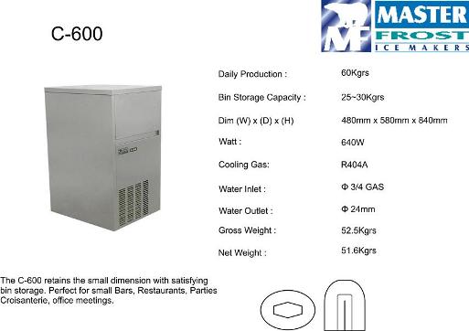 ICE CUBE MACHINE 60Kgr C.600 / M.600